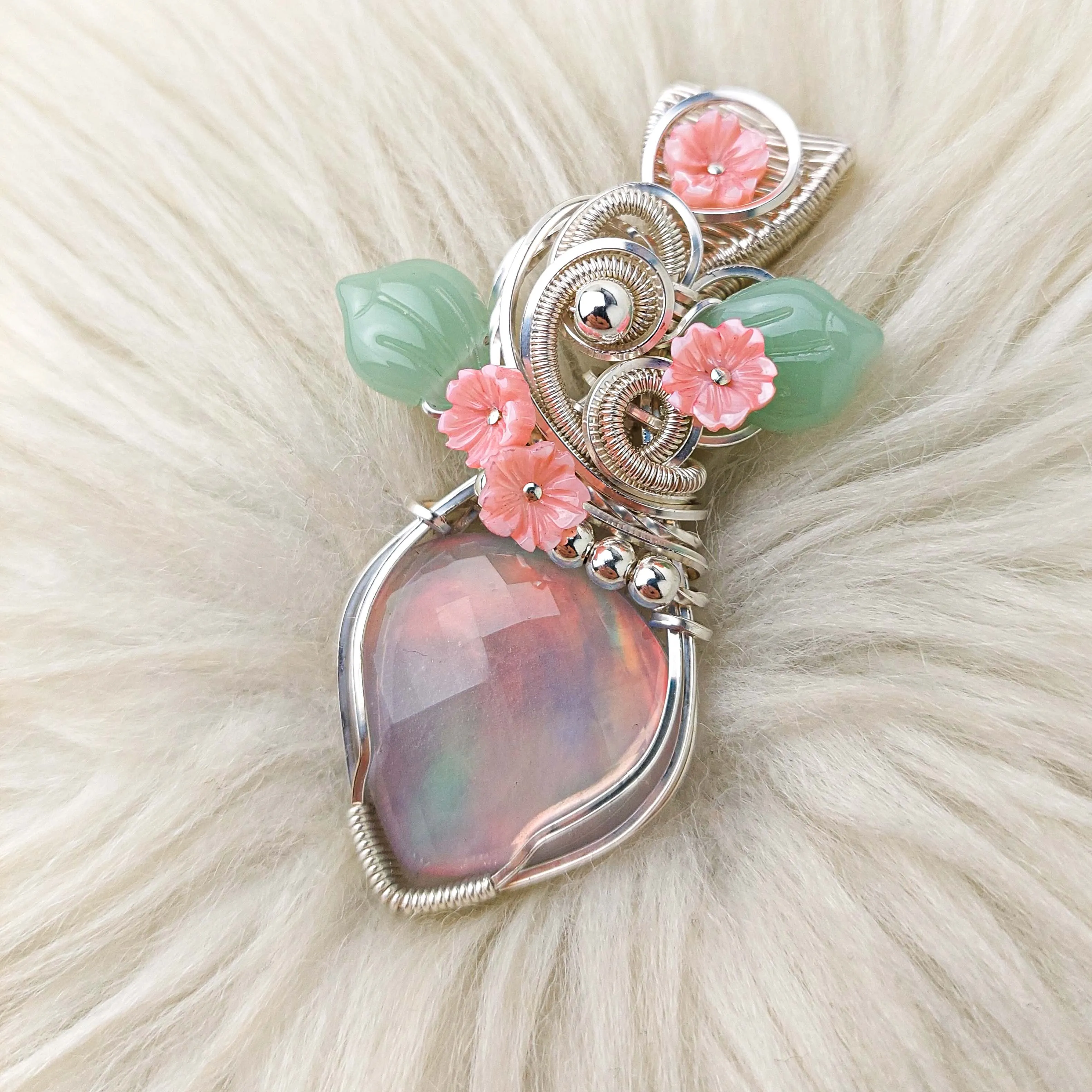 Aurora Opal Doublet Sterling Silver Statement Pendant
