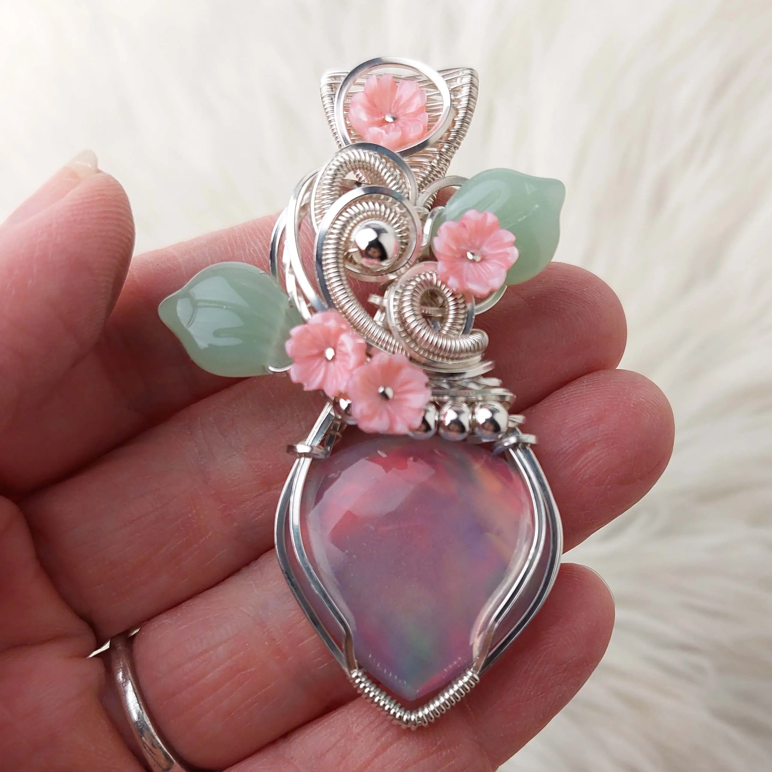 Aurora Opal Doublet Sterling Silver Statement Pendant