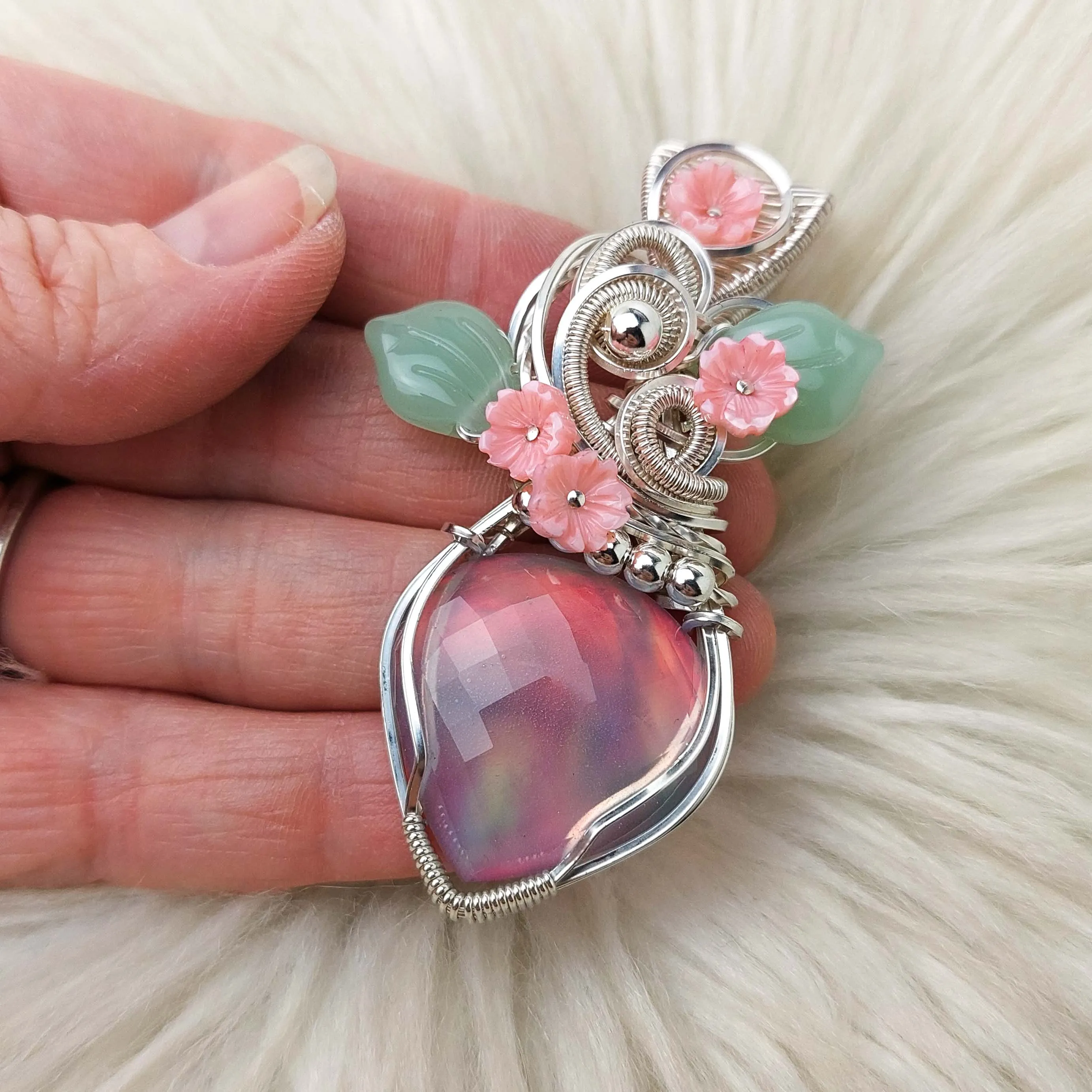 Aurora Opal Doublet Sterling Silver Statement Pendant
