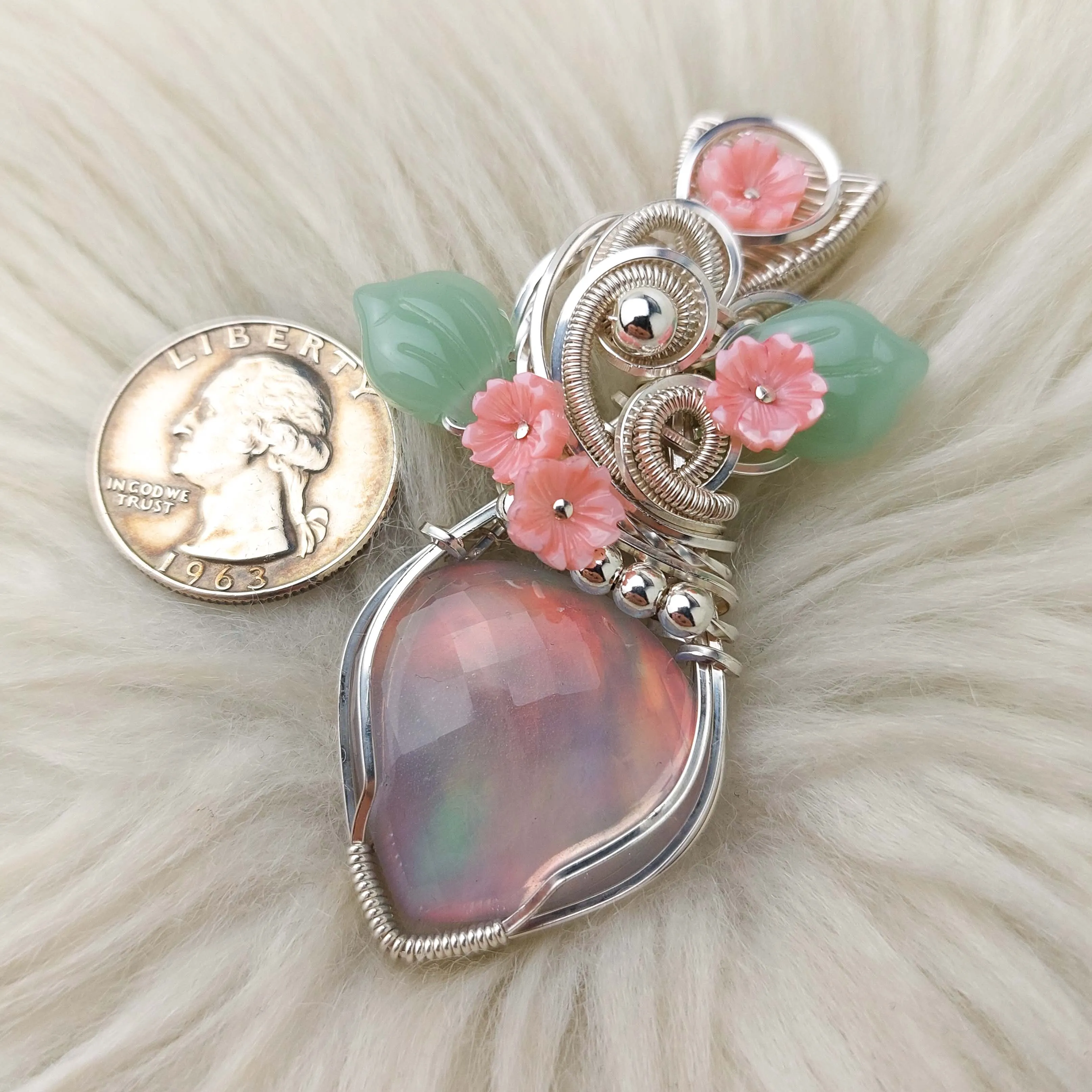 Aurora Opal Doublet Sterling Silver Statement Pendant