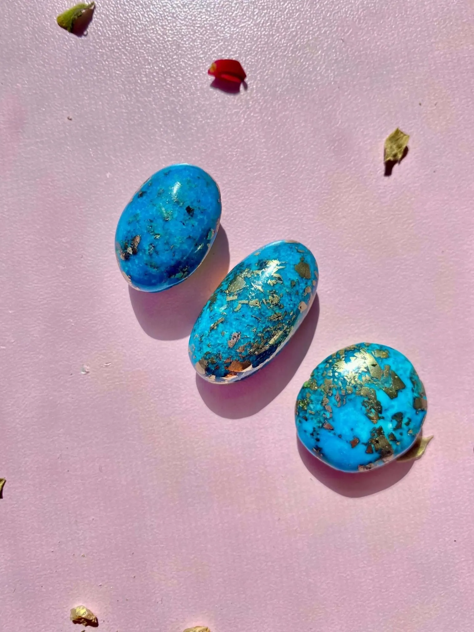 Authentic Morenci Turquoise Cabochon With Pyrite Inclusions