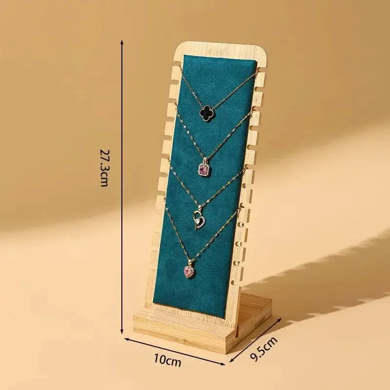 Bamboo Jewelry Display Stand Necklace Display Stand Wooden Multiple Necklace Easel Showcase Display Holder for Necklaces