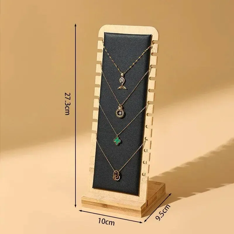 Bamboo Jewelry Display Stand Necklace Display Stand Wooden Multiple Necklace Easel Showcase Display Holder for Necklaces