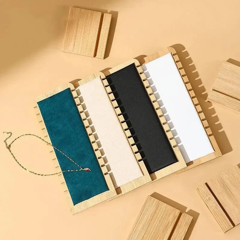 Bamboo Jewelry Display Stand Necklace Display Stand Wooden Multiple Necklace Easel Showcase Display Holder for Necklaces