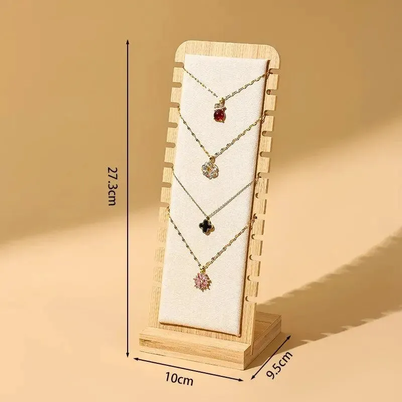 Bamboo Jewelry Display Stand Necklace Display Stand Wooden Multiple Necklace Easel Showcase Display Holder for Necklaces