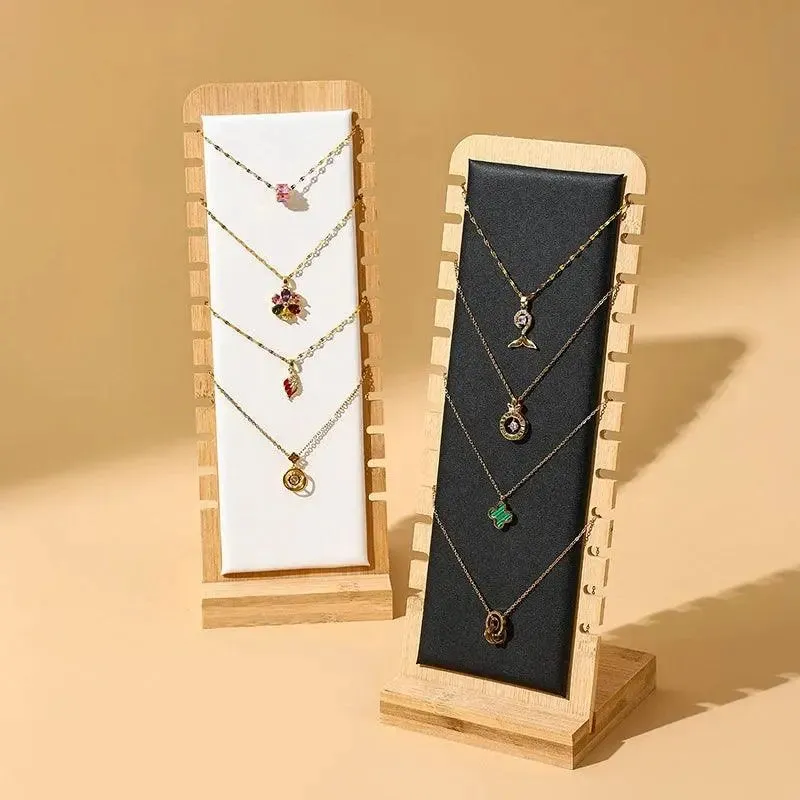 Bamboo Jewelry Display Stand Necklace Display Stand Wooden Multiple Necklace Easel Showcase Display Holder for Necklaces
