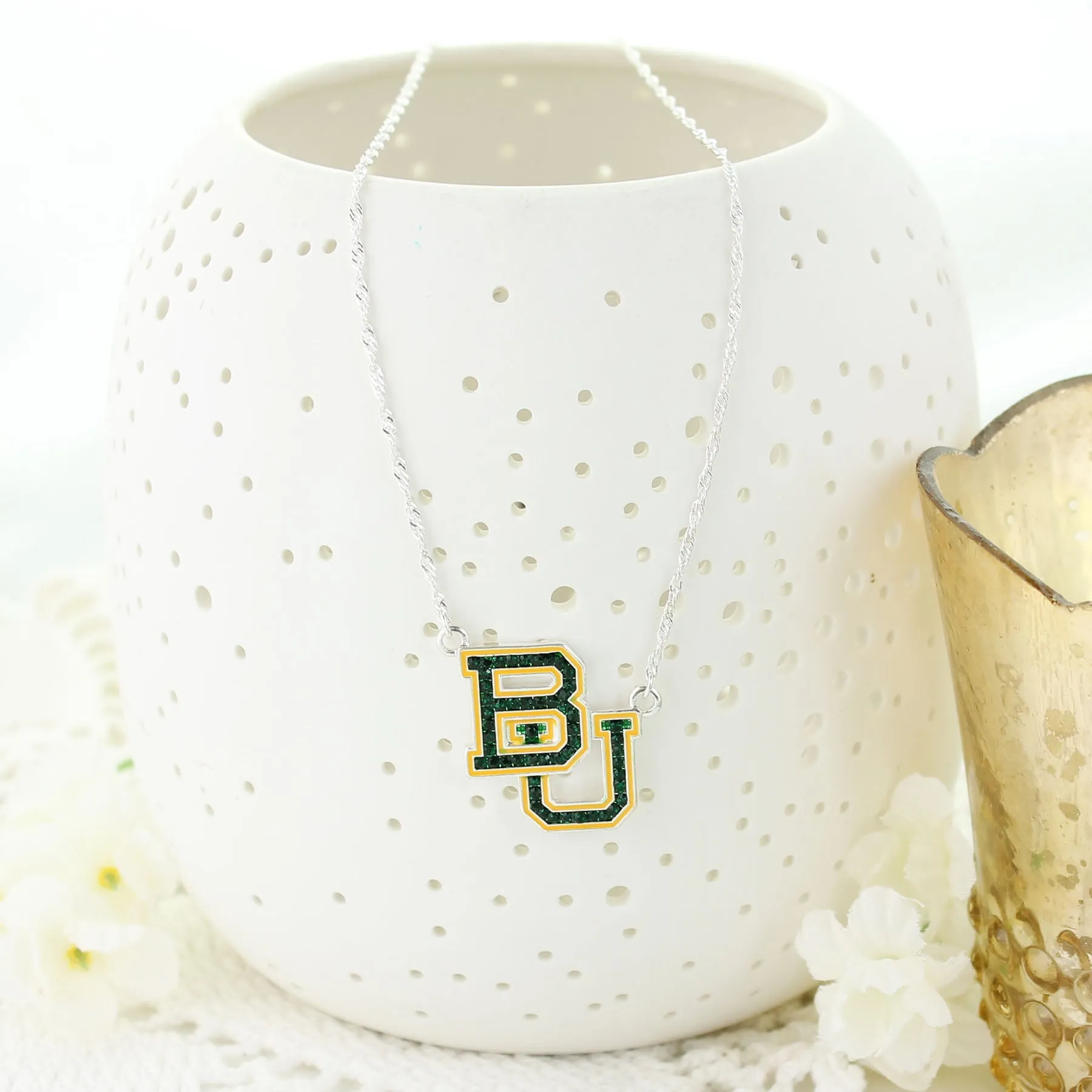 Baylor Crystal Logo Necklace