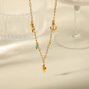 Beach Commute Dolphin Shell Fish Tail 304 Stainless Steel Acrylic 18K Gold Plated Plating Inlay Pendant Necklace