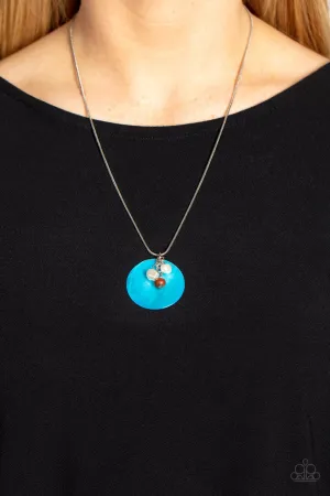 Beach House Harmony - Blue - Seashell Disc and White Pearl Paparazzi Short Necklace