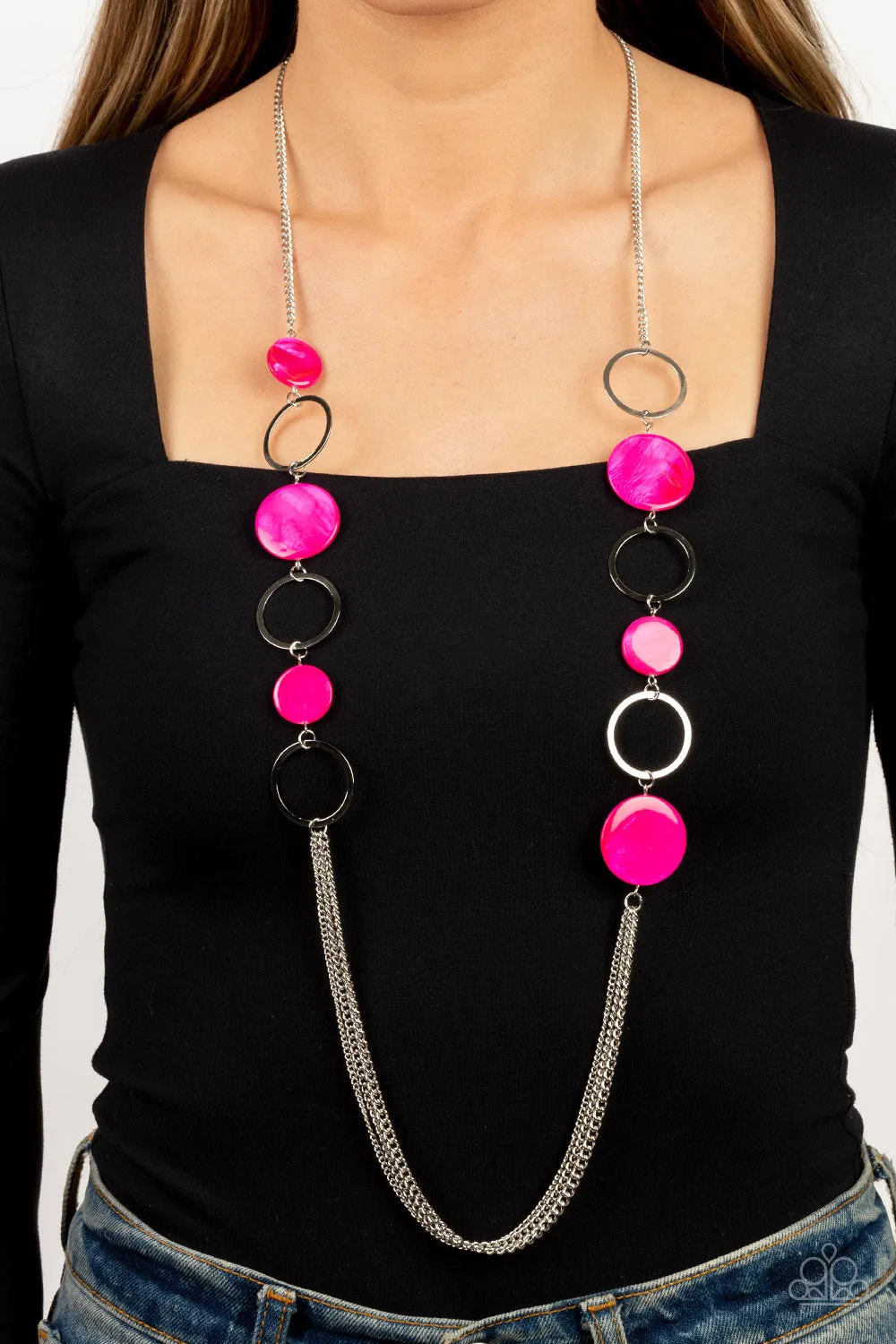 Beach Hub - Pink (Shell-like Discs) Necklace