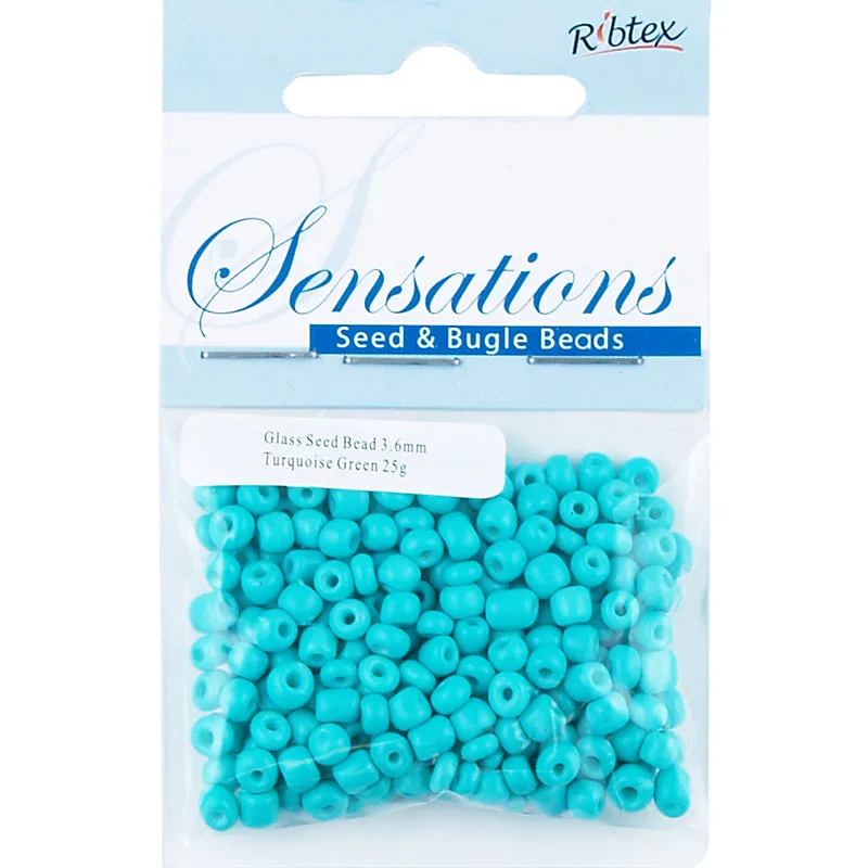 BEAD GLASS SEED TURQUOSE GREEN 3.6MM 25G