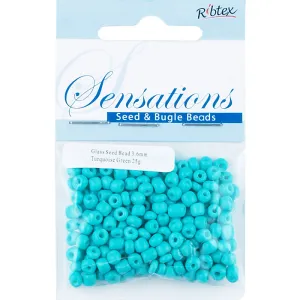 BEAD GLASS SEED TURQUOSE GREEN 3.6MM 25G