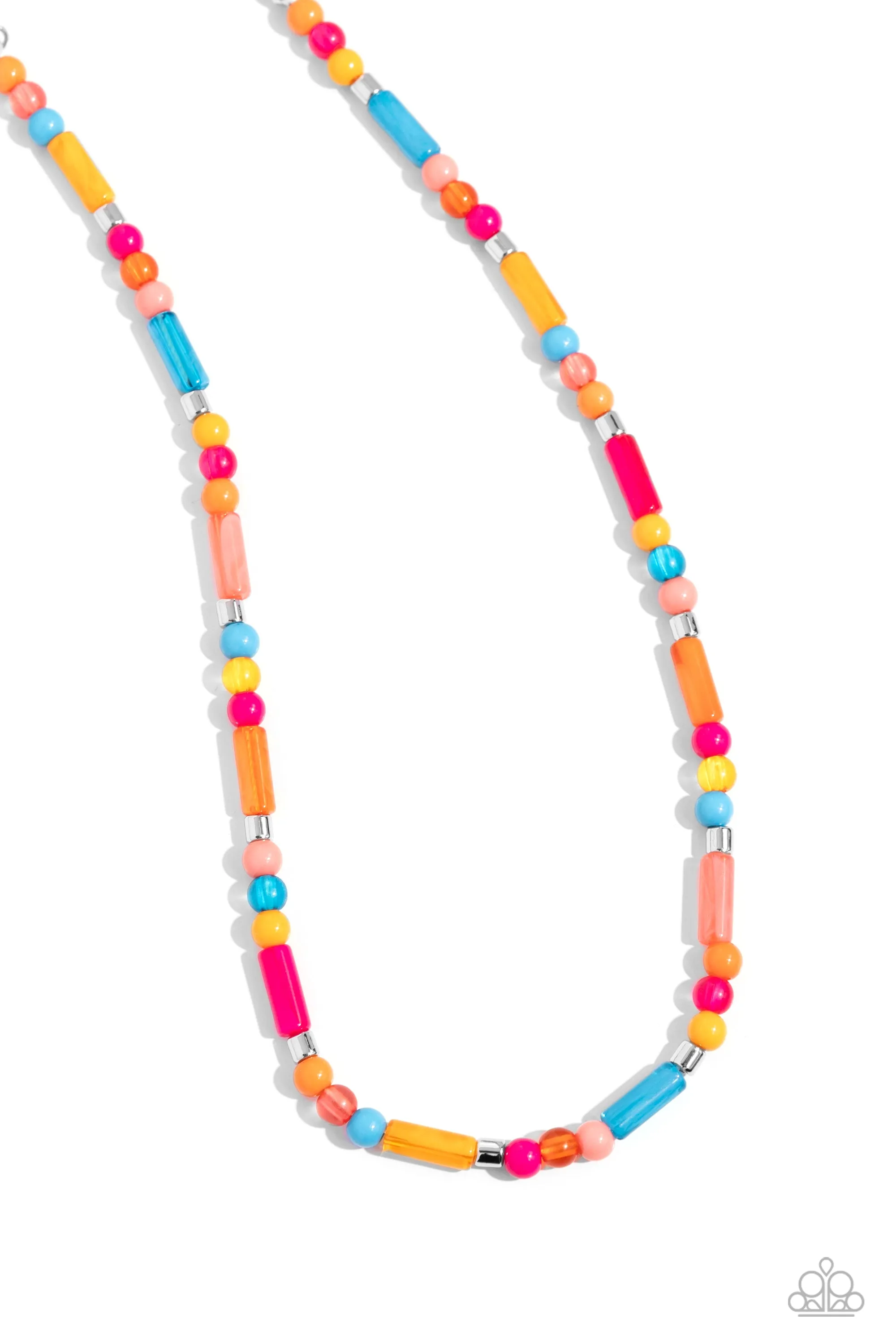 Beaded Beginner - Orange - Blue, and Pink Bead Paparazzi Short Necklace