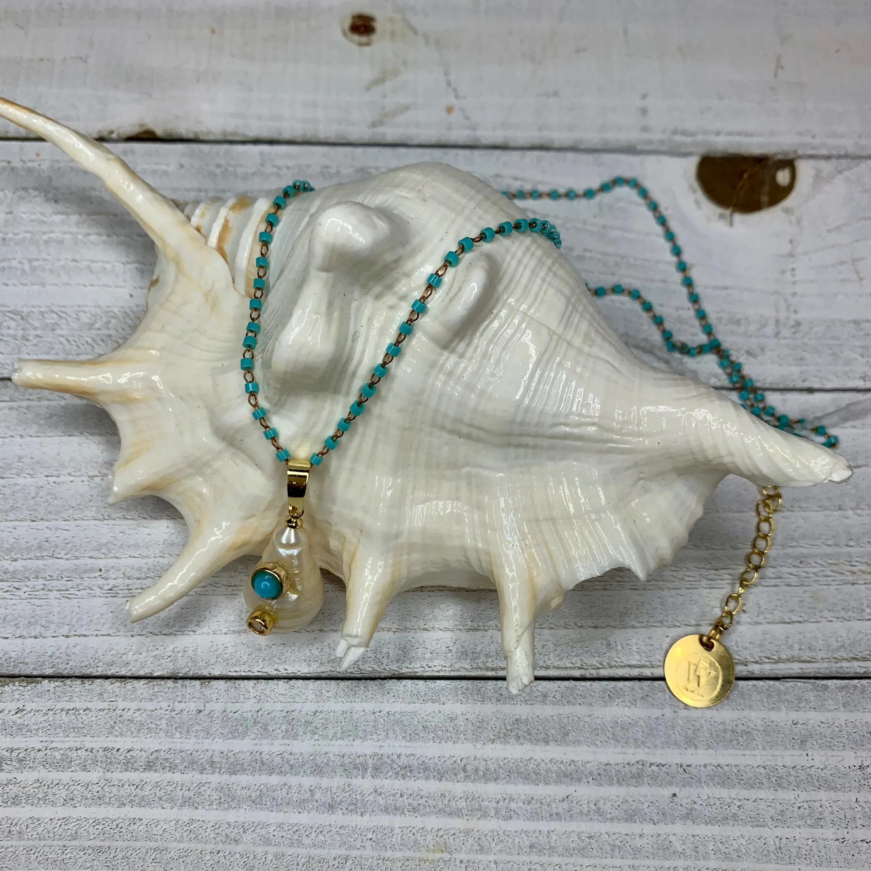 Beaded chain with a one of a kind baroque pearl necklace 350-04 | Erika Williner Designs