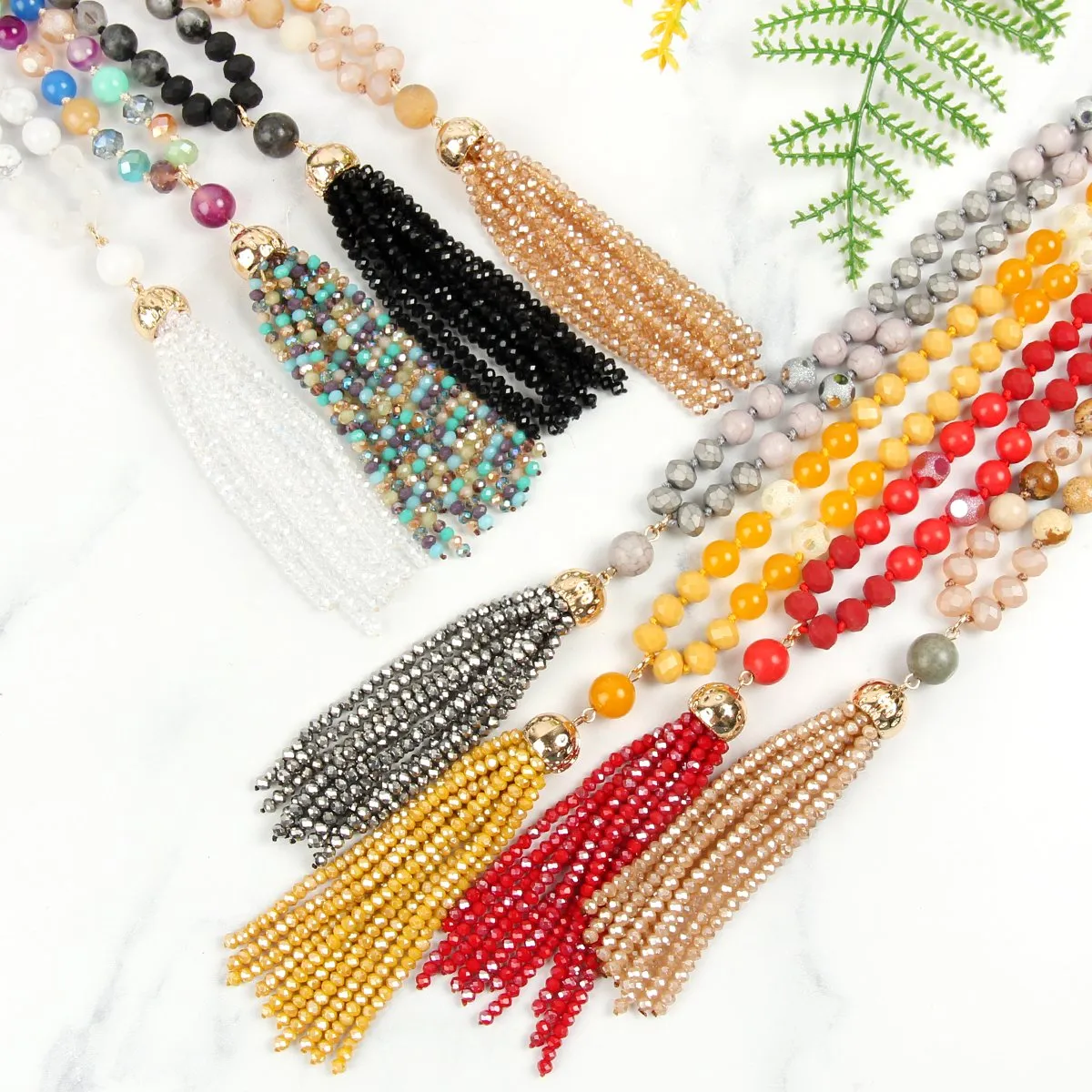 Beaded Tassel Pendant Necklace- 6 Colors