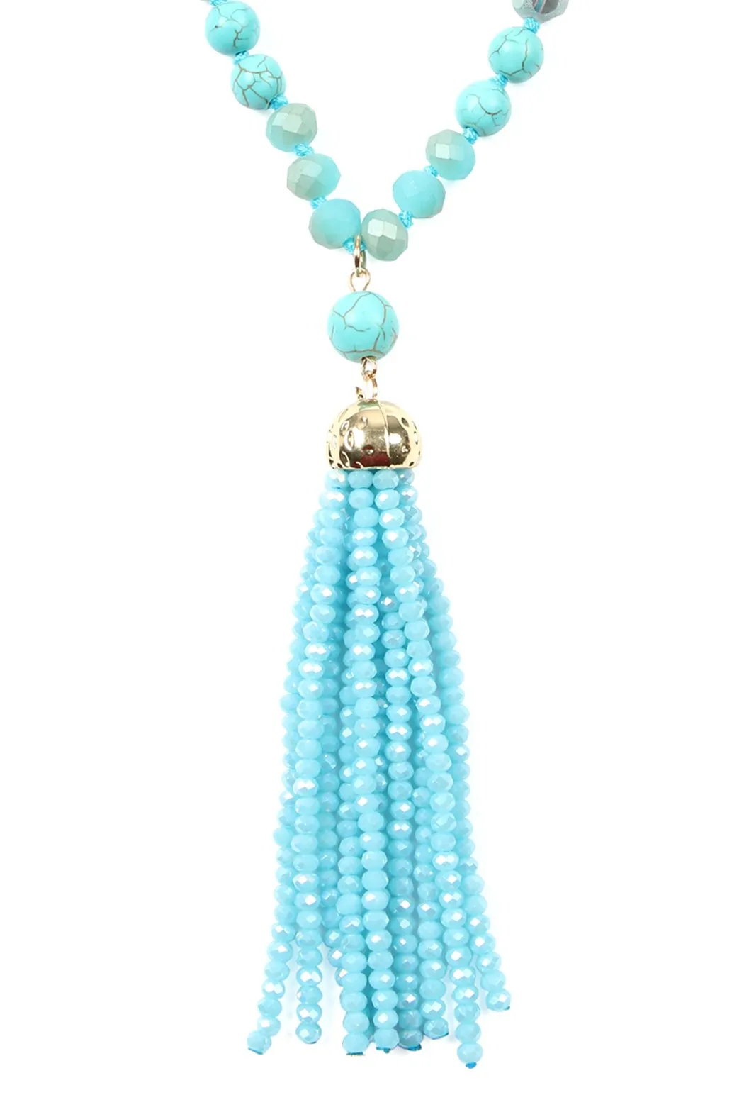Beaded Tassel Pendant Necklace- 6 Colors