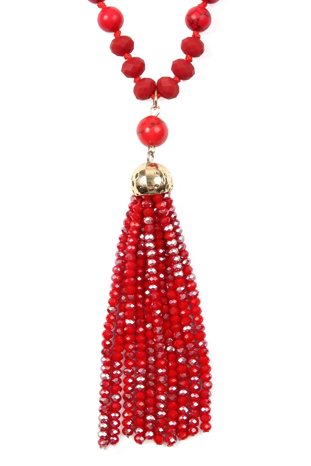 Beaded Tassel Pendant Necklace- 6 Colors