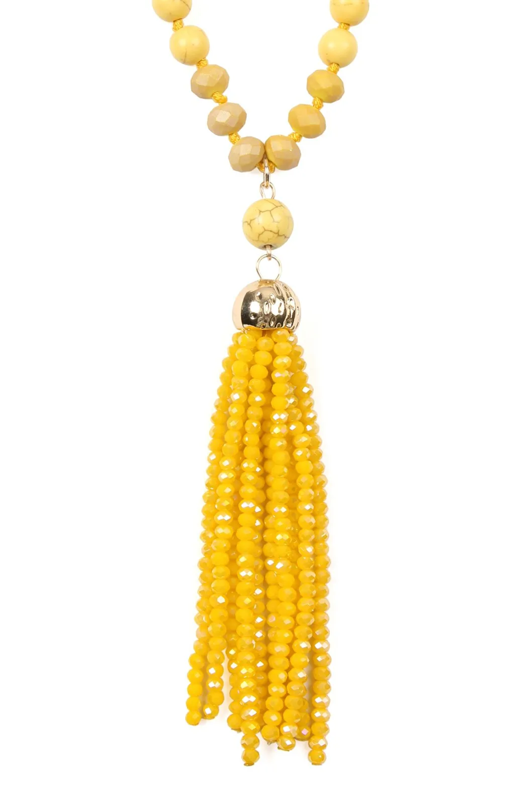 Beaded Tassel Pendant Necklace- 6 Colors