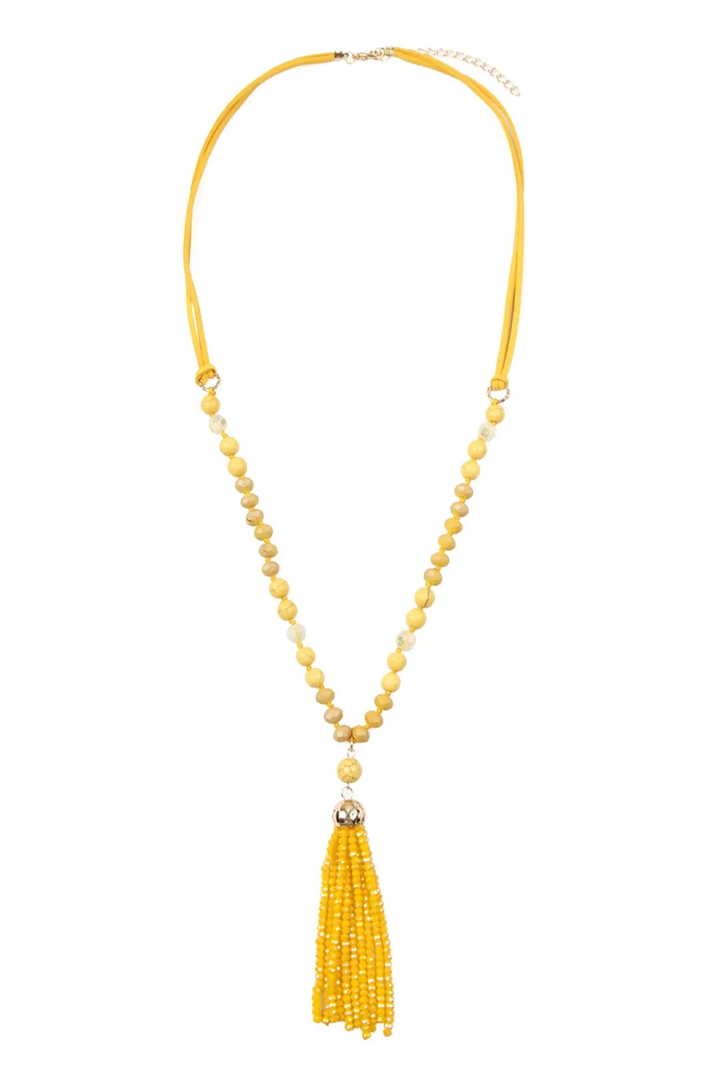 Beaded Tassel Pendant Necklace- 6 Colors