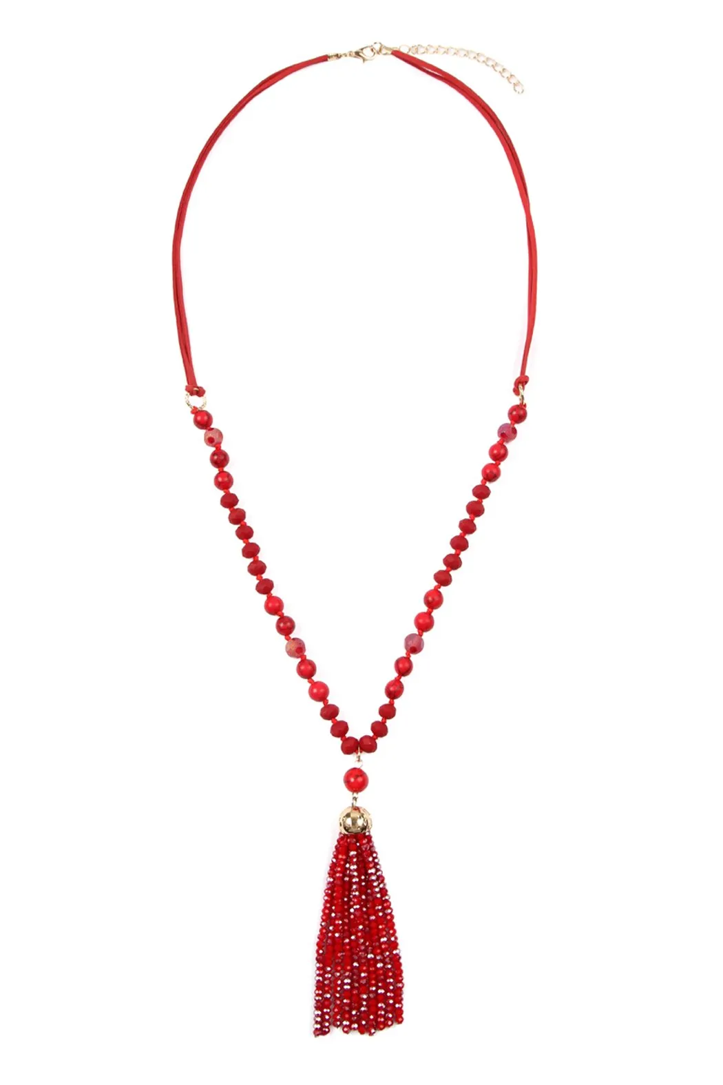 Beaded Tassel Pendant Necklace- 6 Colors