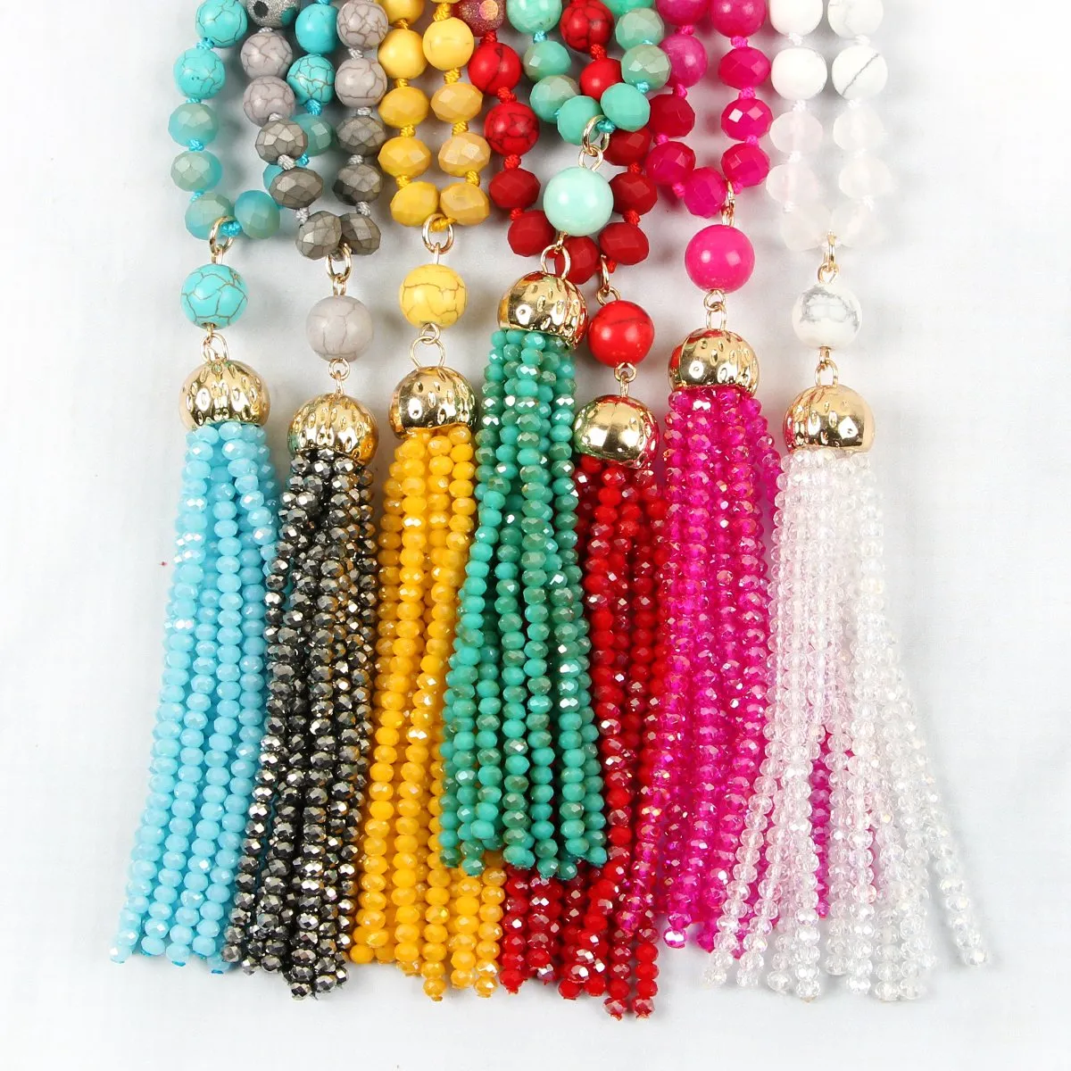 Beaded Tassel Pendant Necklace- 6 Colors