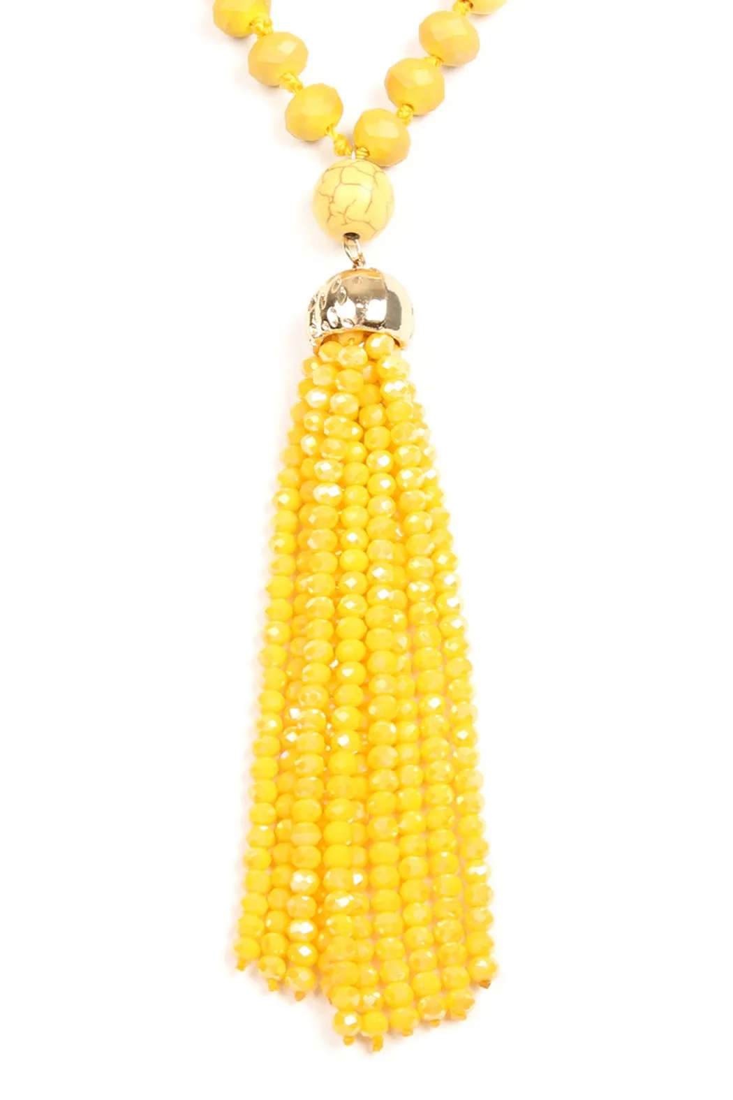 Beaded Tassel Pendant Necklace- 6 Colors