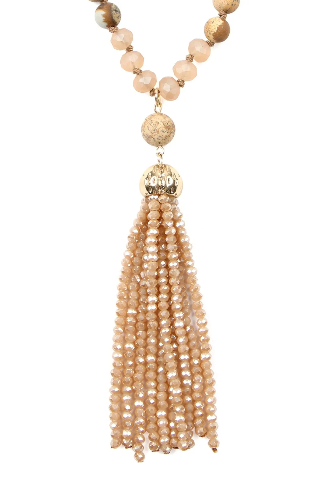 Beaded Tassel Pendant Necklace- 6 Colors