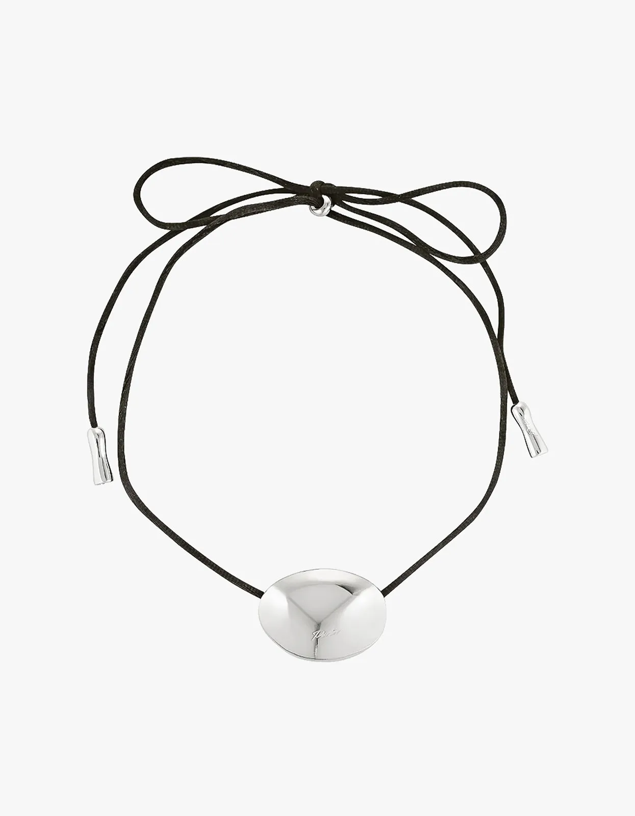 Bean Cord Pendant - Ebony/Silver