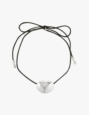 Bean Cord Pendant - Ebony/Silver