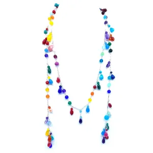 Beautiful Semiprecious Stone Sterling Silver Happy Lariat 45"