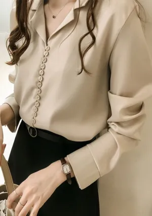 Beige Satin Shirt Womens