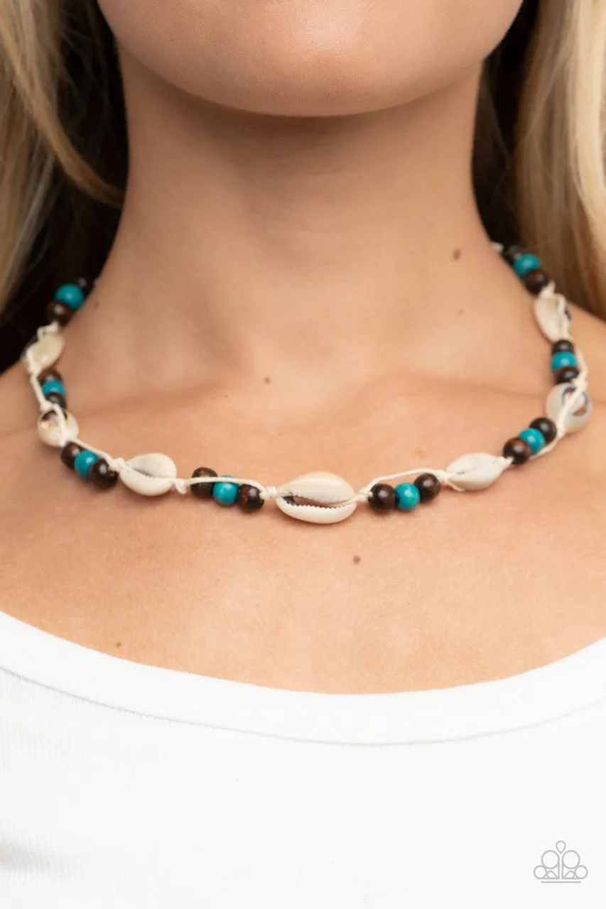 Bermuda Beachcomber - Blue - Cord Paparazzi Puka Seashell Short Necklace