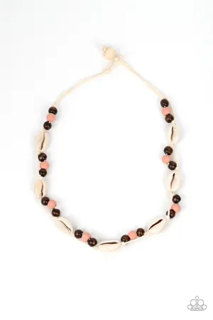 Bermuda Beachcomber Pink Cord Paparazzi Seashell Short Necklace