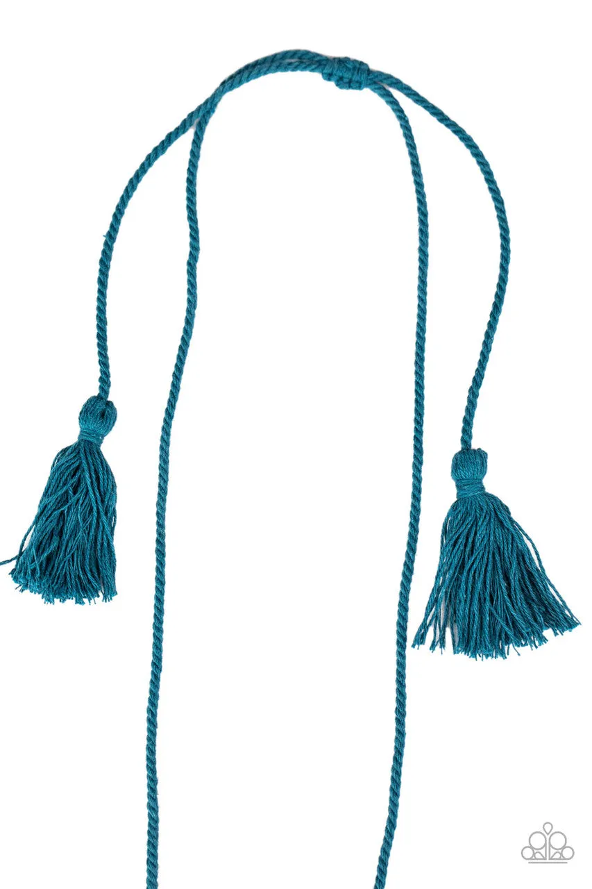 Between You and MACRAME - Blue - Knotted Thread Paparazzi Long Necklace