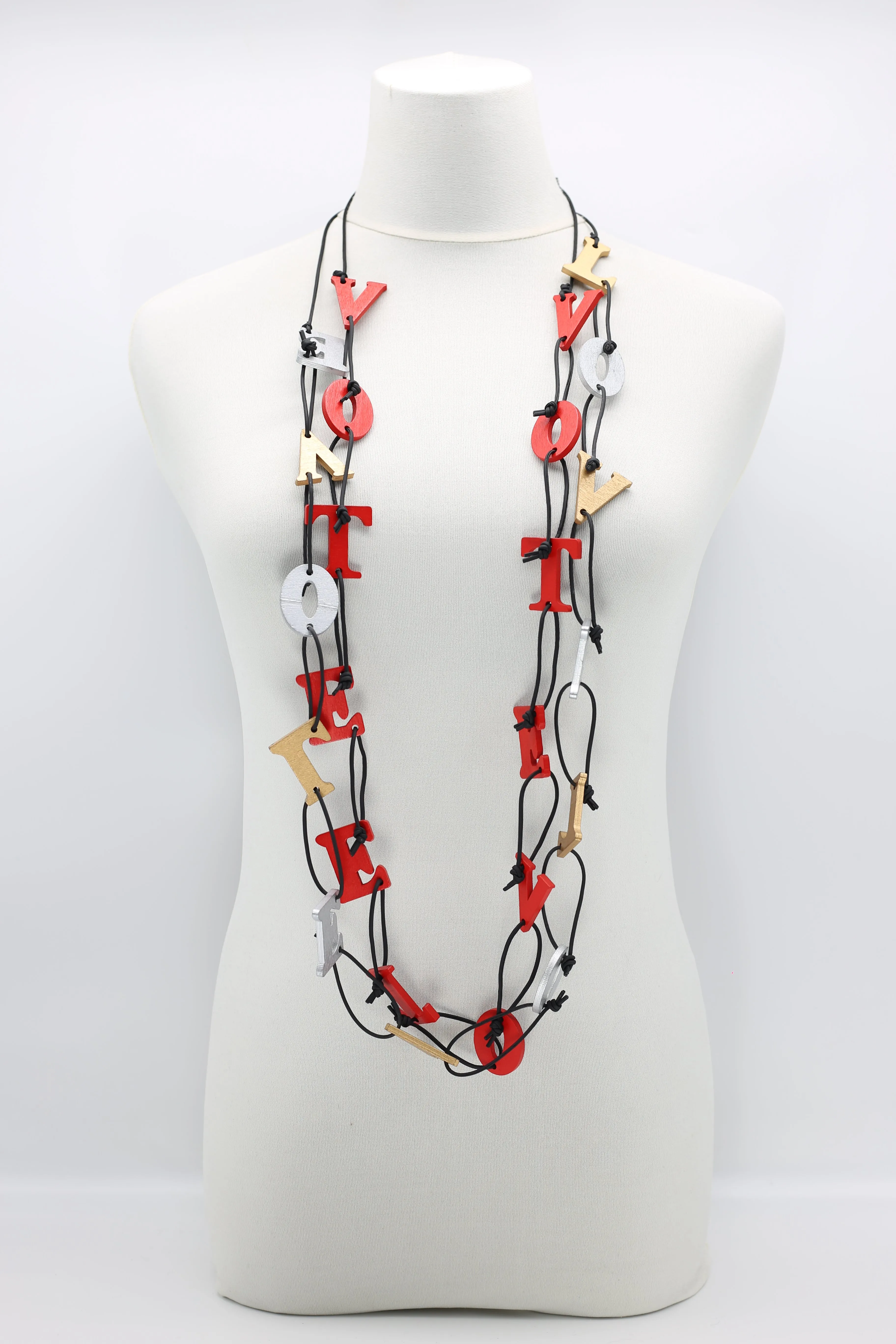 Big VOTE For LOVE on Leatherette Chain Necklaces Set