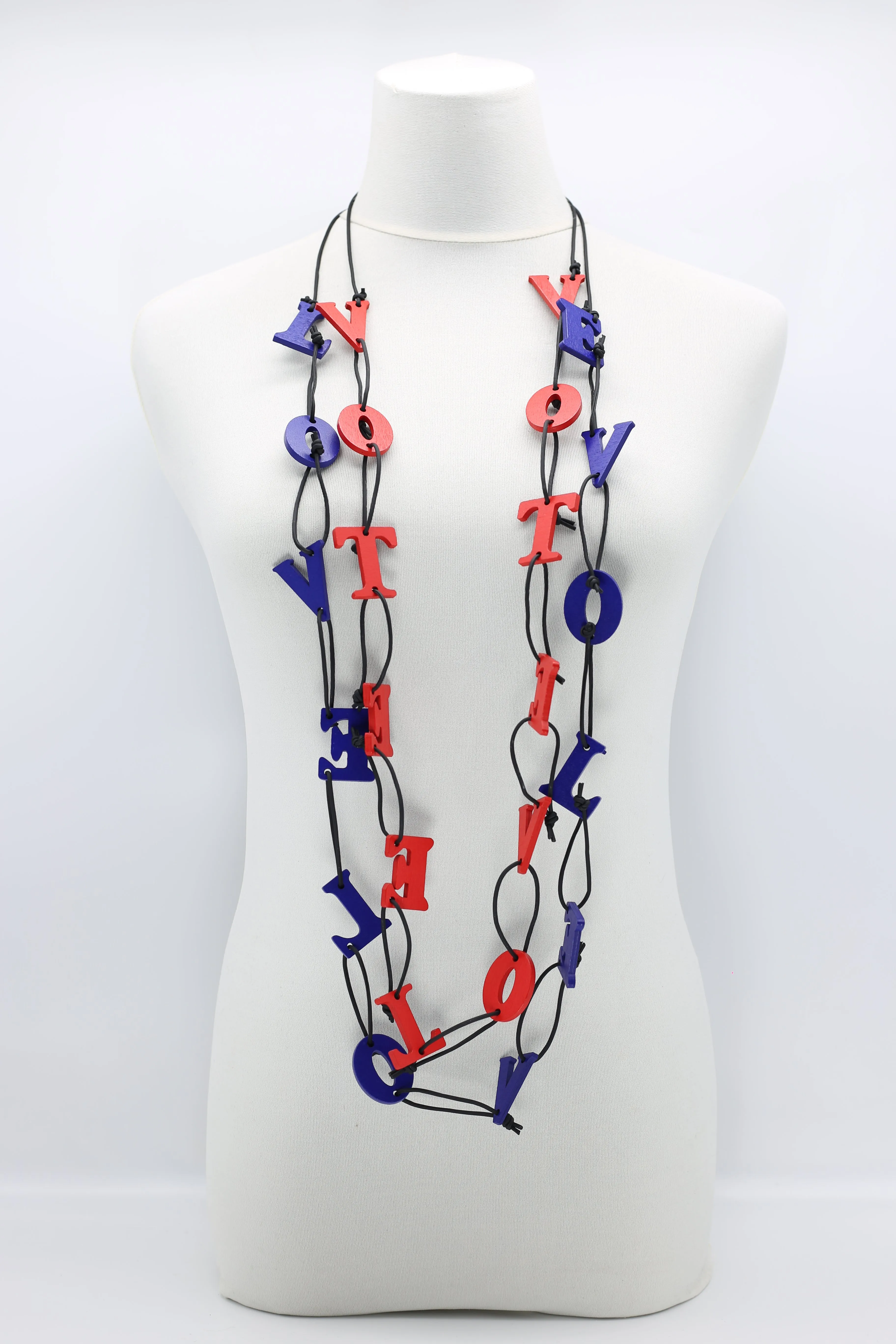 Big VOTE For LOVE on Leatherette Chain Necklaces Set