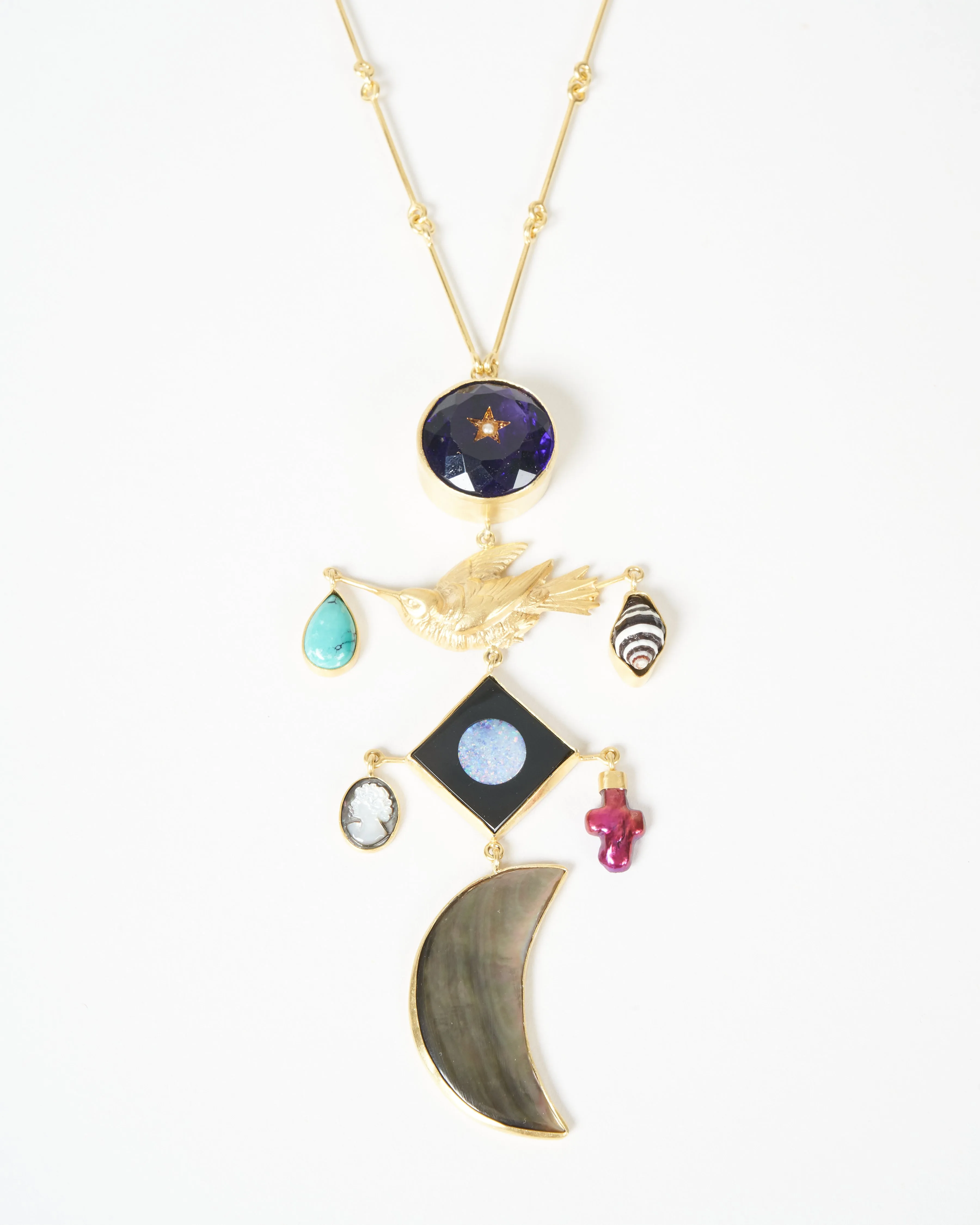bird and moon necklace
