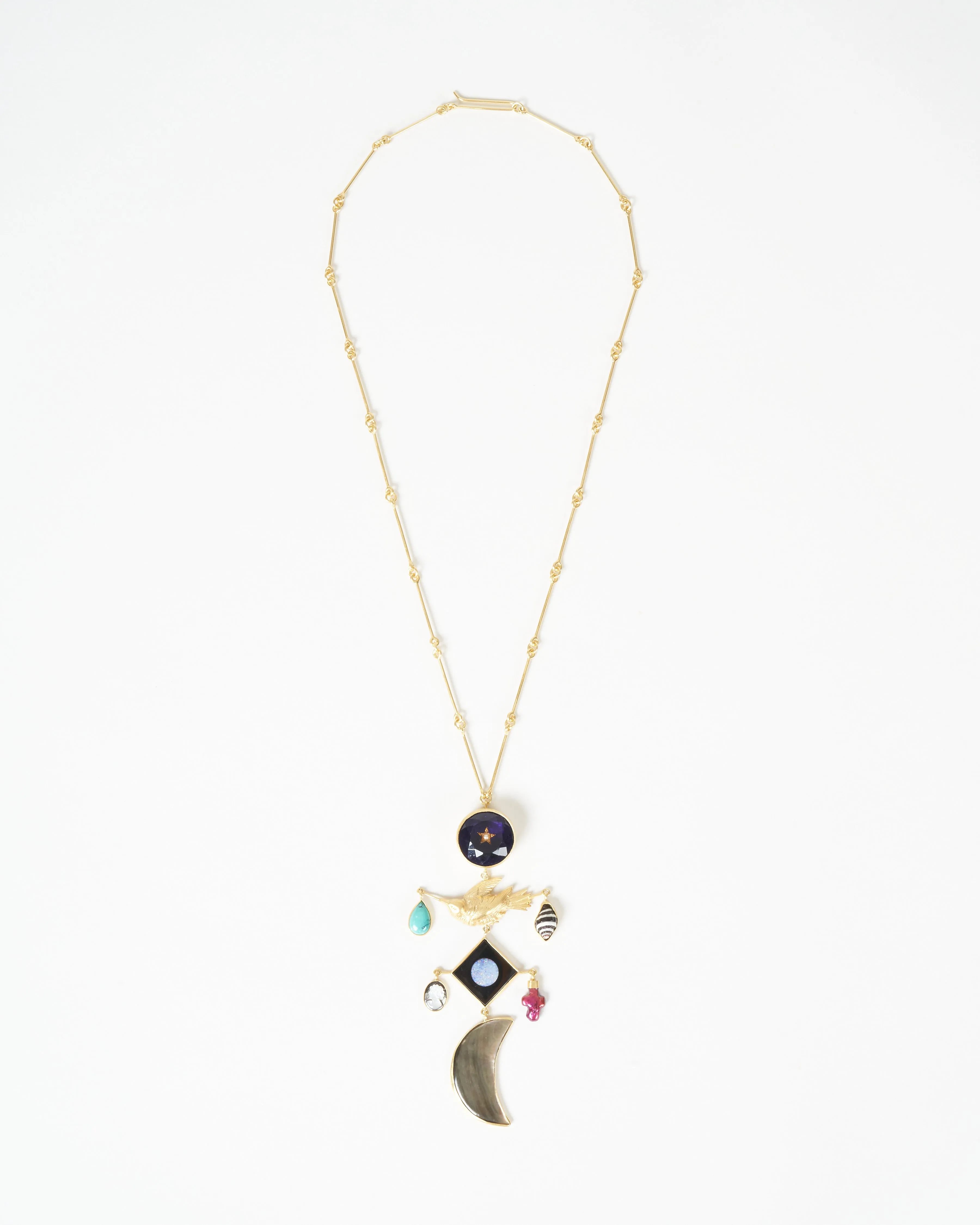 bird and moon necklace