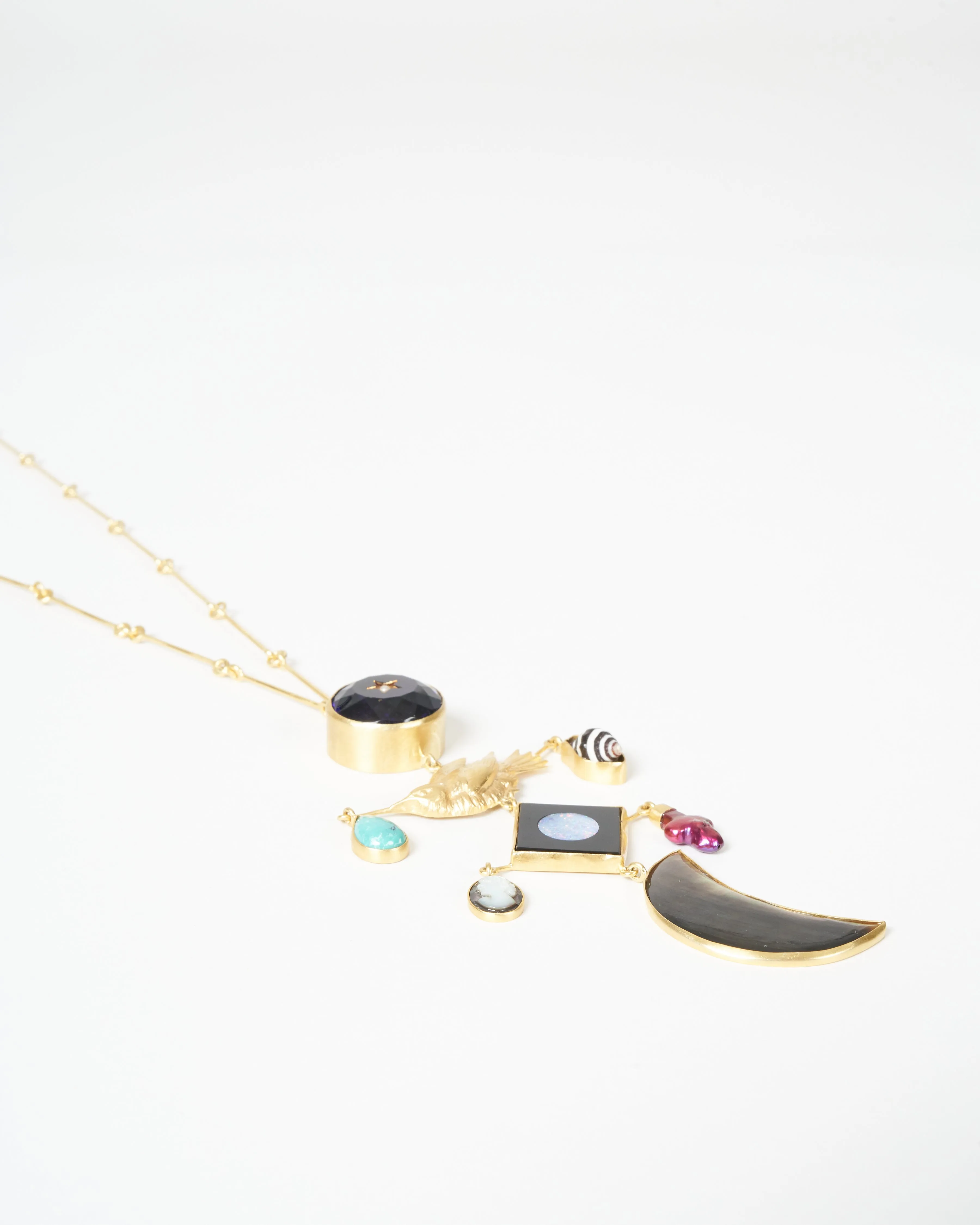bird and moon necklace