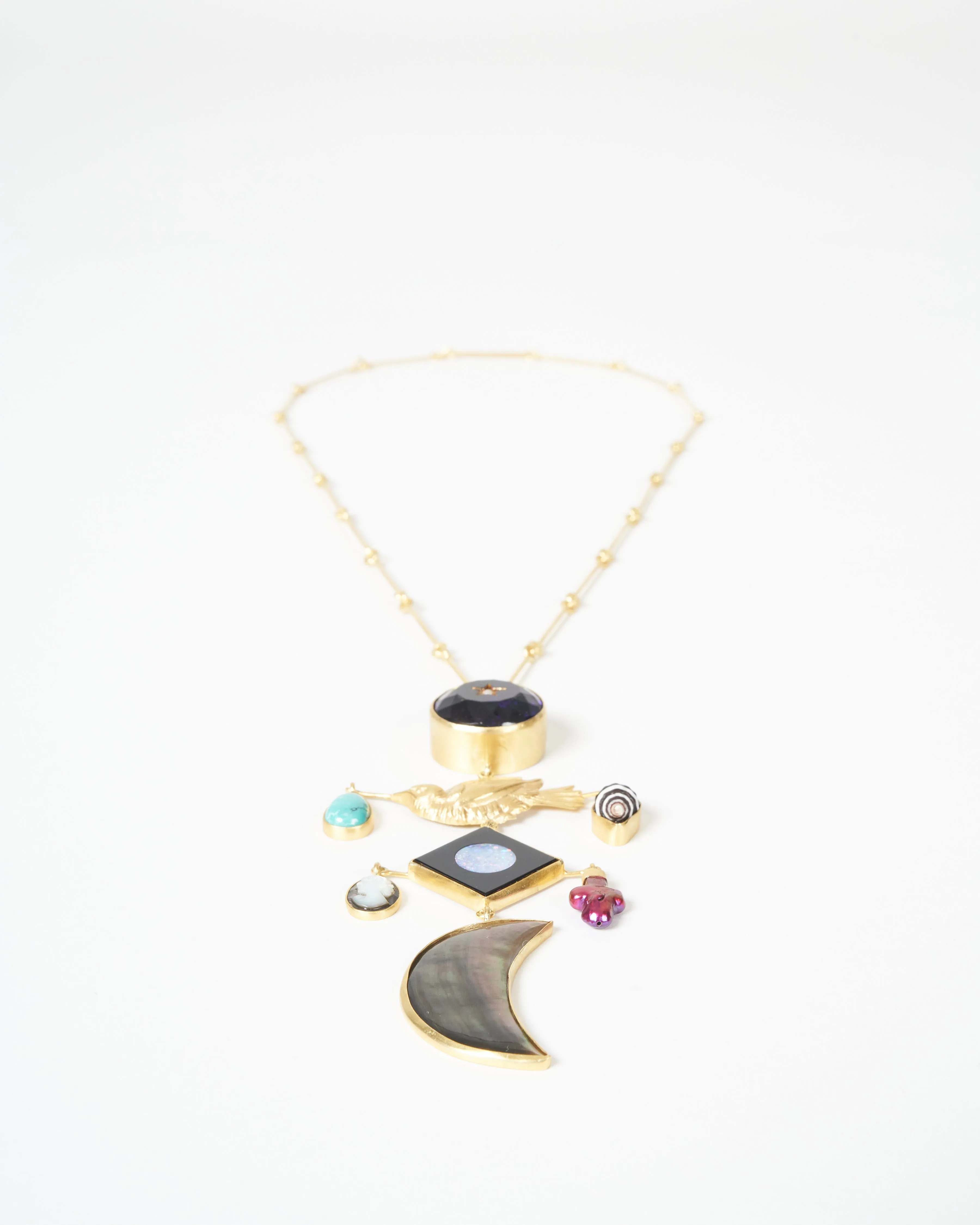 bird and moon necklace