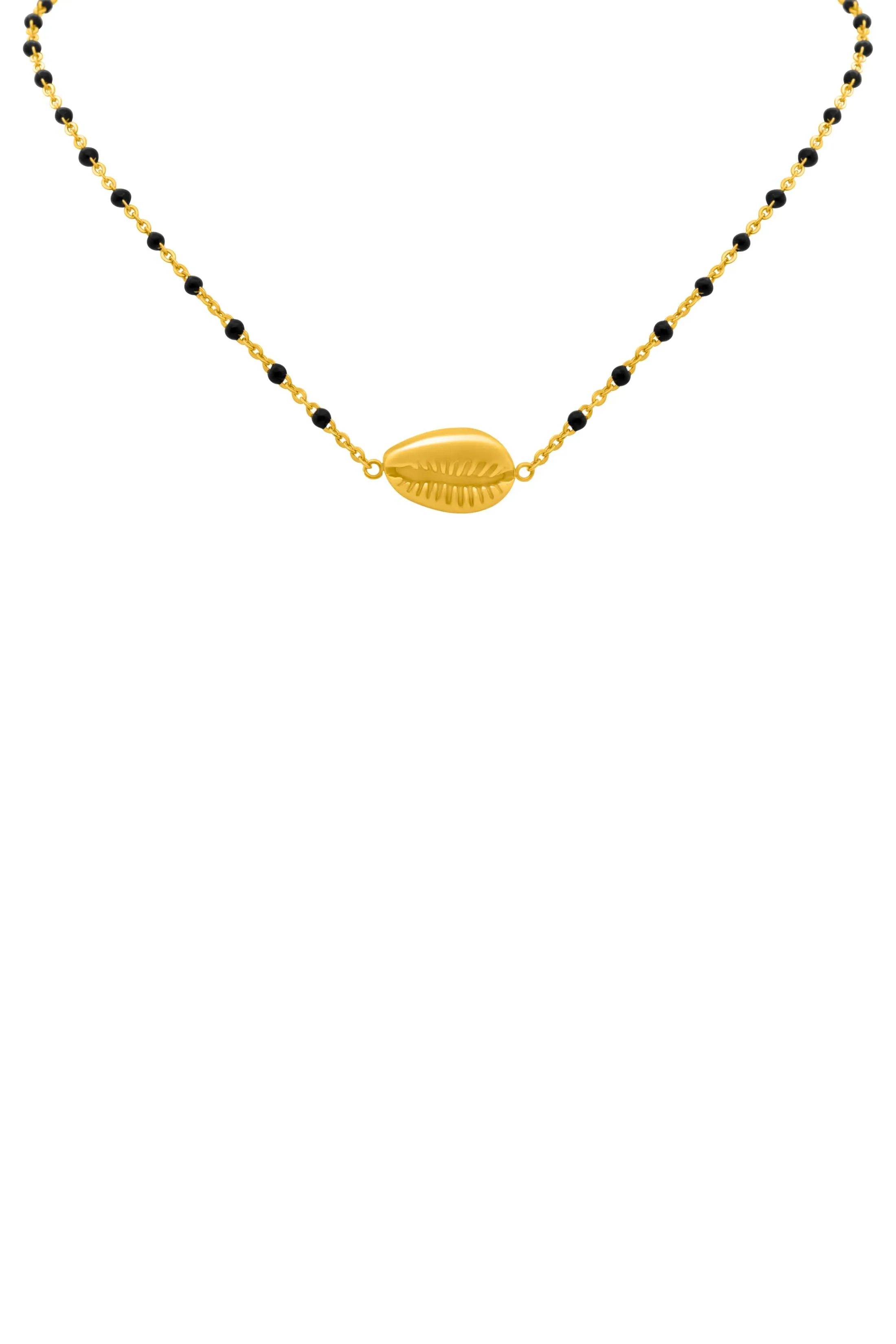 Black Bead Seashell Choker