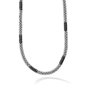 Black Caviar Black Silver Station Ceramic Beaded Necklace