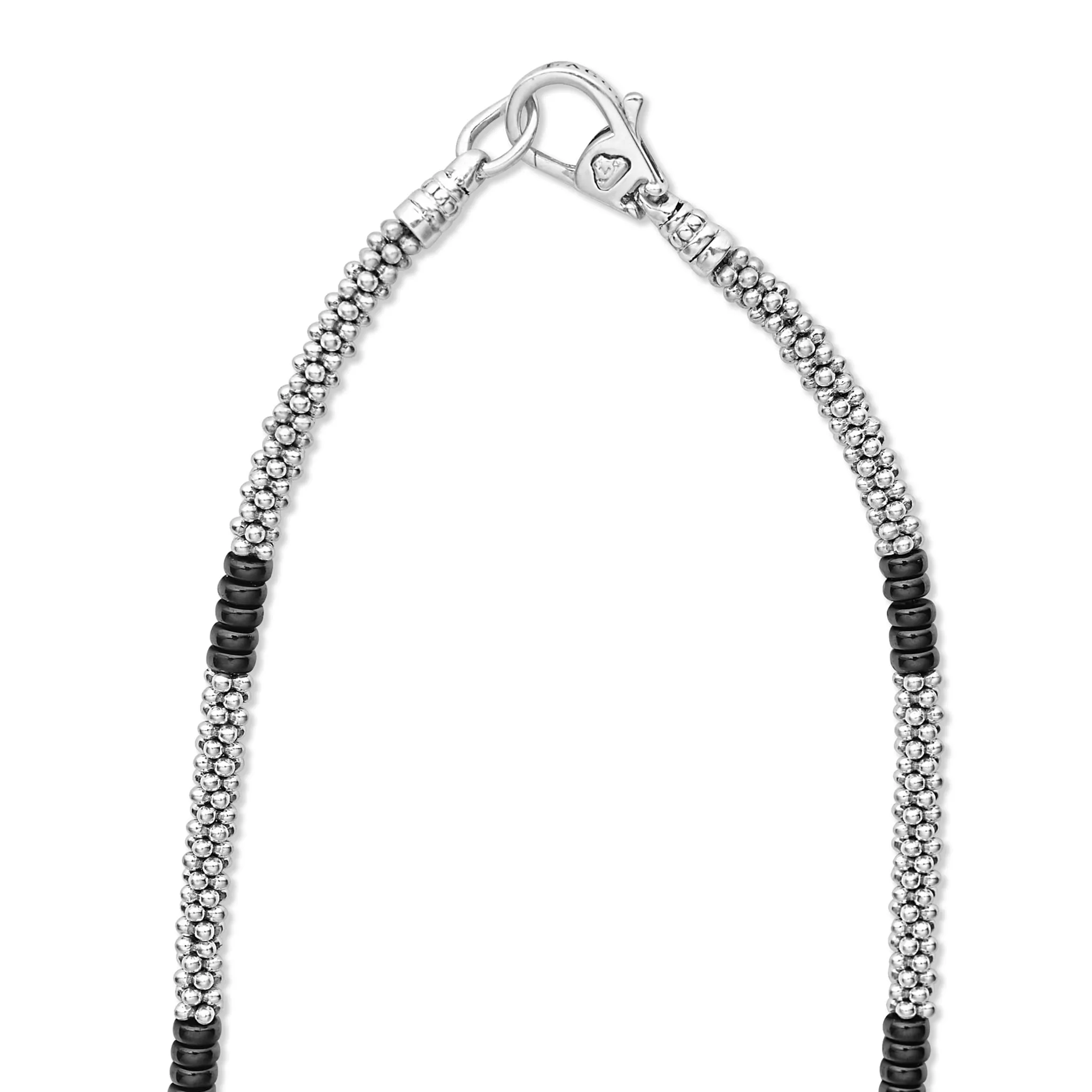 Black Caviar Black Silver Station Ceramic Beaded Necklace