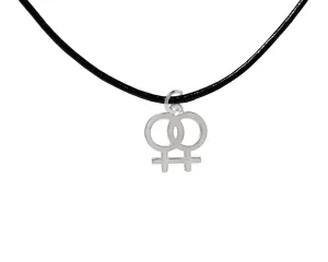 Black Cord Lesbian Same Sex Female Symbol Necklaces ()