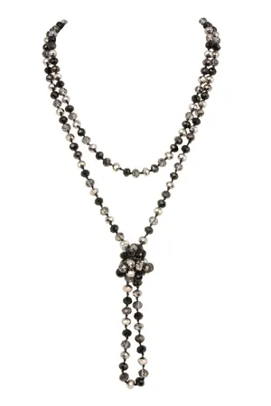 Black Hematite Mix Longline Hand Knotted Necklace - Pack of 6