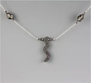Black Night Squiggle Druzy Silver Necklace