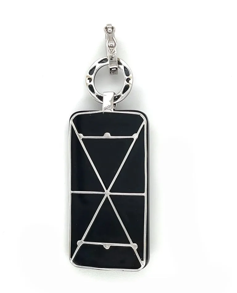 Black Onyx, Jade, and Diamond Necklace Enhancer in 18k White Gold