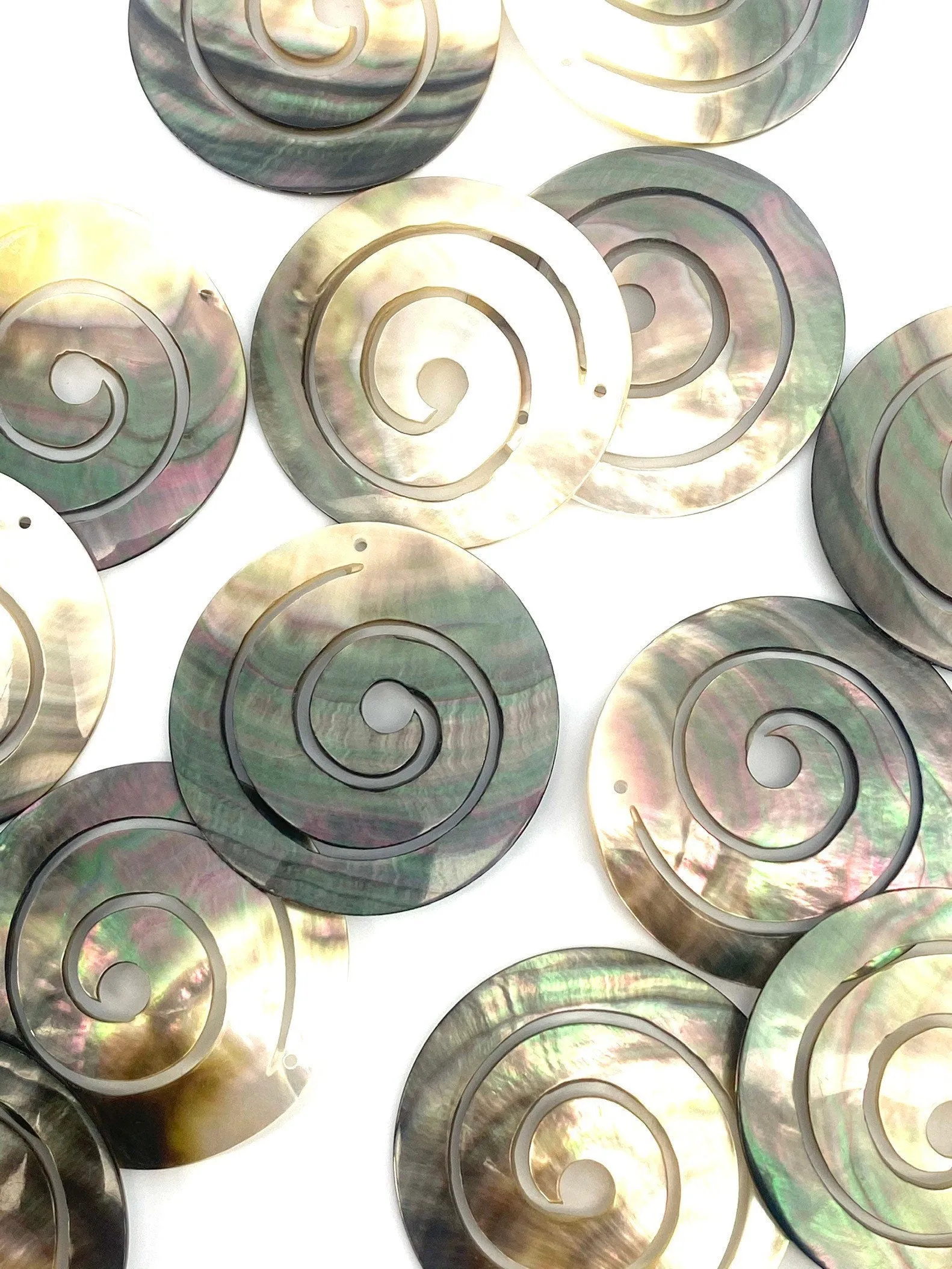 Black Tahitian Mother Of Pearl Swirl Bead, Sku#M366