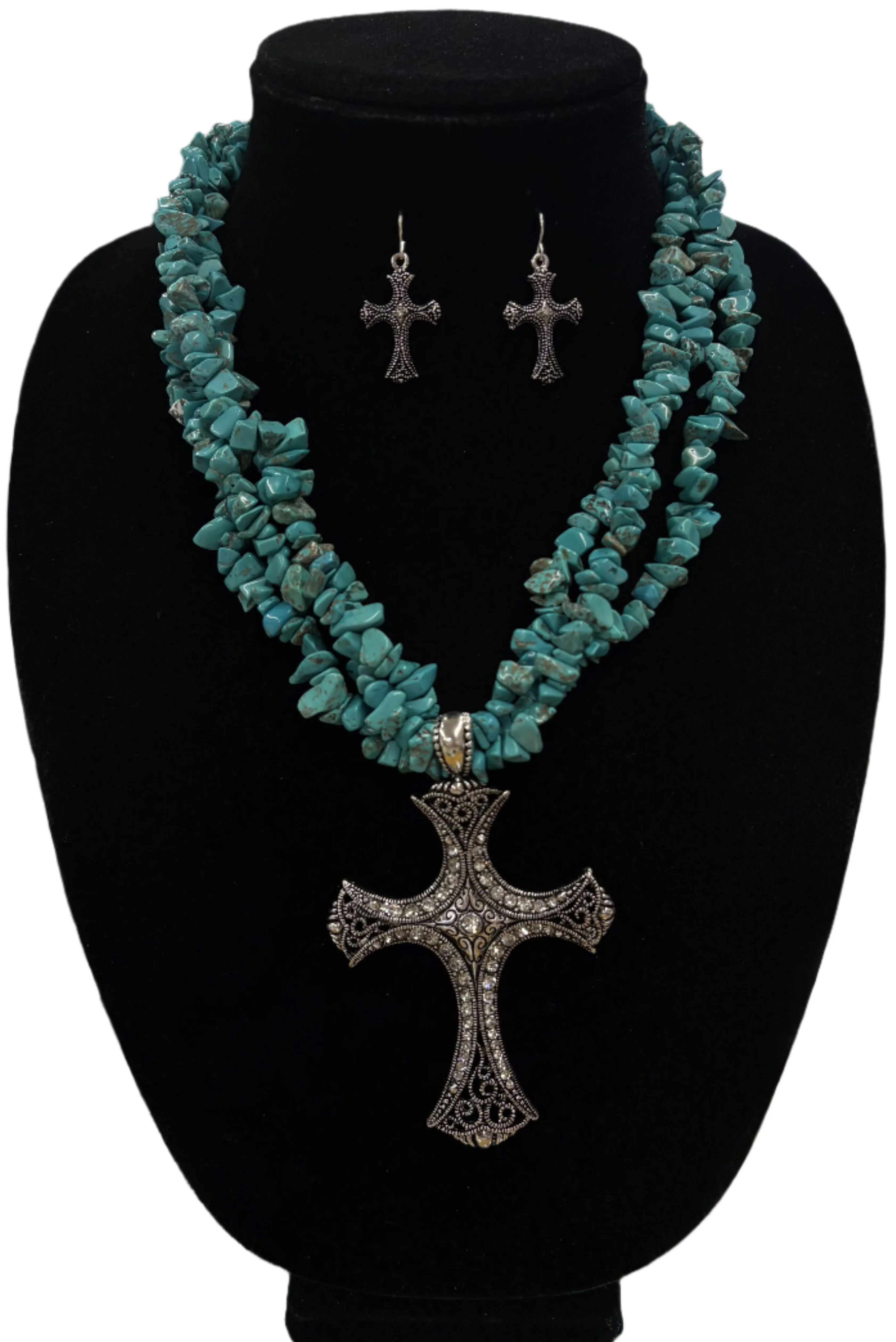 Blazin Roxx Turquoise Stone Cross Set