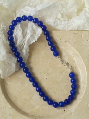 Blue Agate Beaded Figure 8 Buckle Necklace
